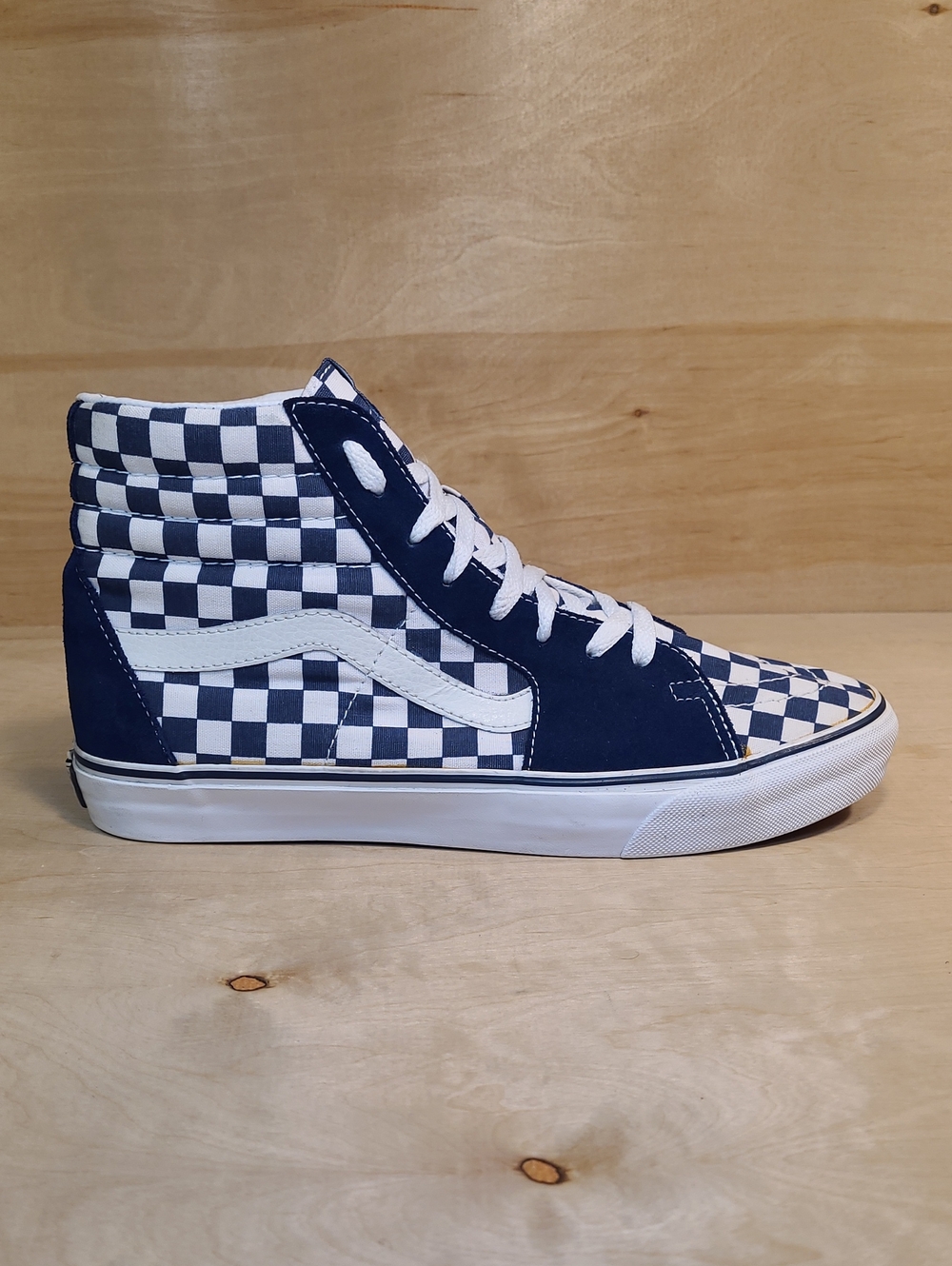 Vans Sk8-Hi Navy Blue White Checkerboard Canvas Size 10 Men's